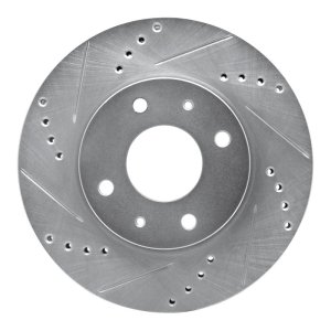 Mitsubishi Lancer Brake Rotor (1) - Front Left - R1 Concepts - Drilled & Slotted - Silver - 2004